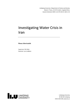 Investigating Water Crisis in Iran