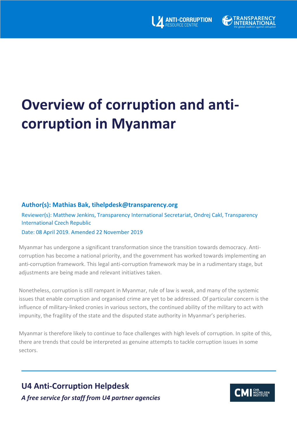 Corruption in Myanmar