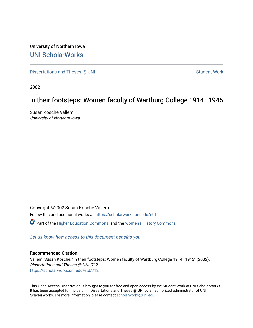 Women Faculty of Wartburg College 1914Â•Fi1945