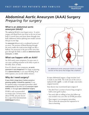 Abdominal Aortic Aneurysm (AAA) Surgery Preparing for Surgery