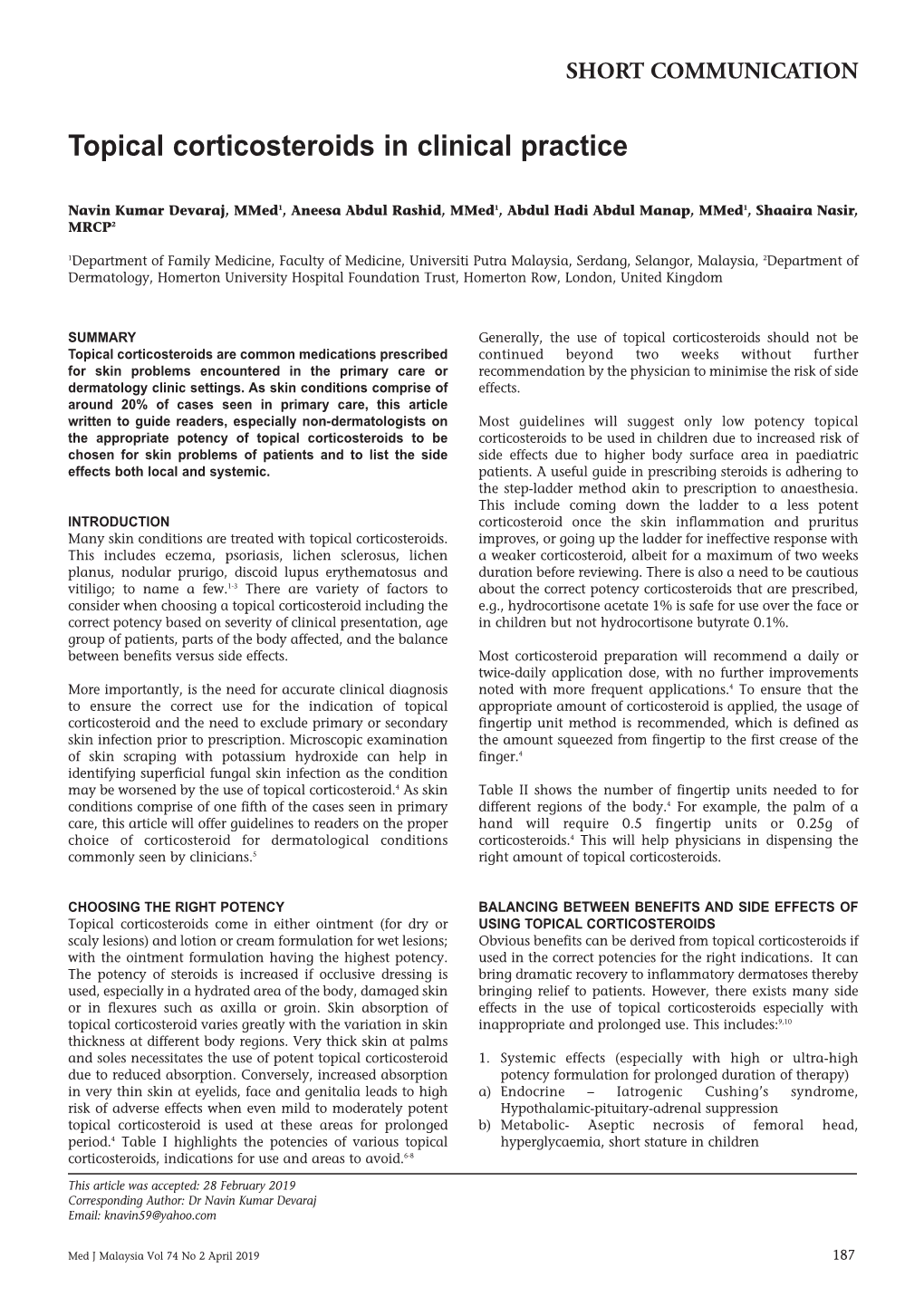 Topical Corticosteroids in Clinical Practice