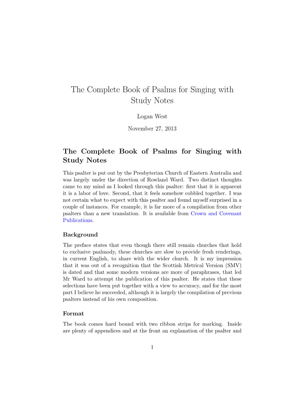 Complete Book of Psalms for Singing with Study Notes