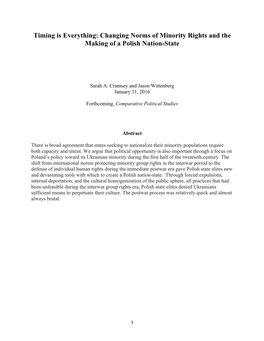 Changing Norms of Minority Rights and the Making of a Polish Nation-State