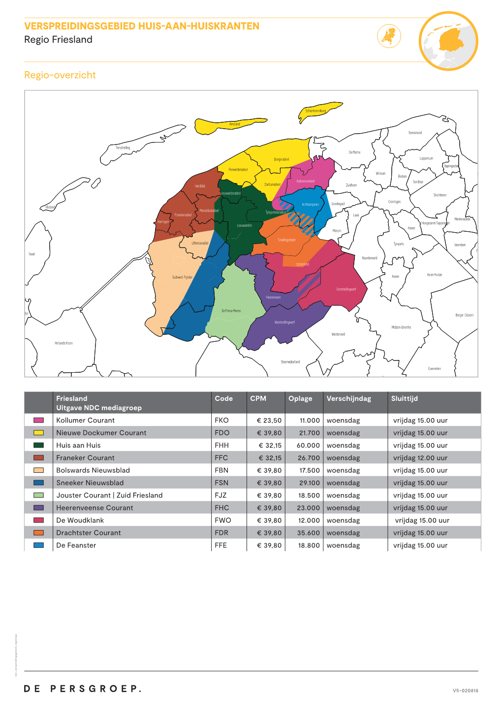 VERSPREIDINGSGEBIED HUIS AAN HUISKRANTEN Regio Friesland