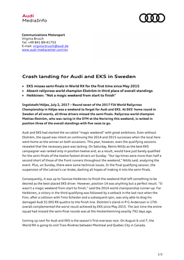 Crash Landing for Audi and EKS in Sweden