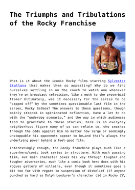 The Triumphs and Tribulations of the Rocky Franchise