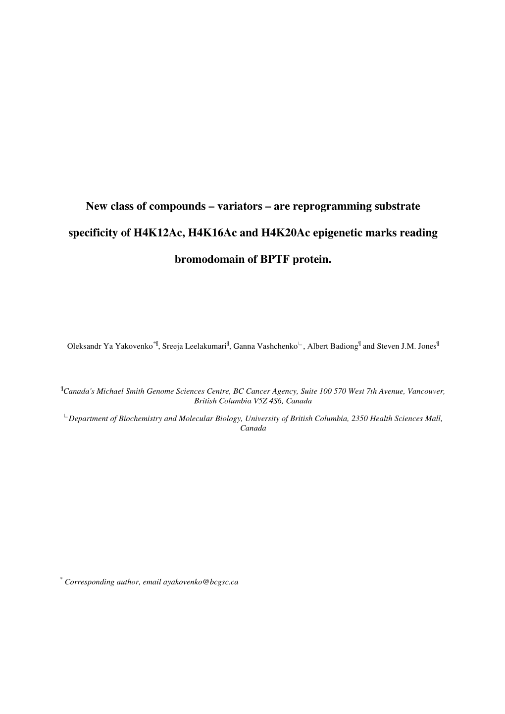 Are Reprogramming Substrate Specificity of H4k12ac