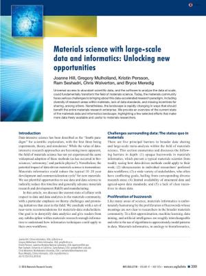 Materials Science with Large-Scale Data and Informatics