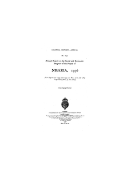 Annual Report of the Colonies, Nigeria, 1936
