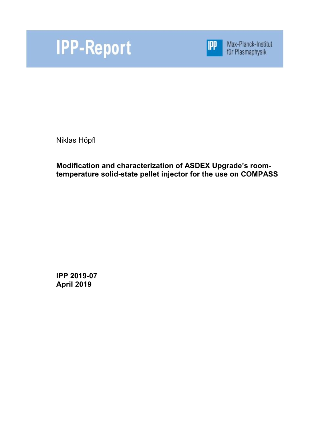 Niklas Höpfl Modification and Characterization of ASDEX