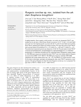 Ruegeria Conchae Sp. Nov., Isolated from the Ark Clam Scapharca Broughtonii