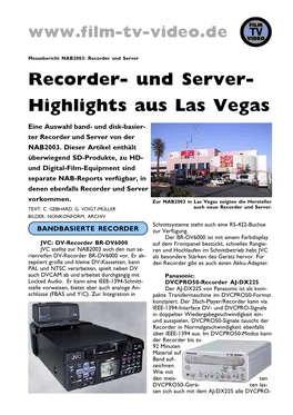 Recorder Und Server Recorder- Und Server- Highlights Aus Las Vegas