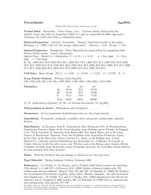Pyrostilpnite Ag3sbs3 C 2001-2005 Mineral Data Publishing, Version 1
