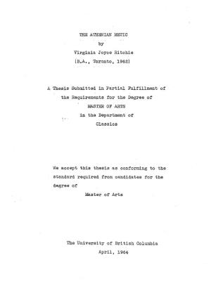 THE ATHENIAN METIC by Virginia Joyce Ritchie (B.A., Toronto, 1962)