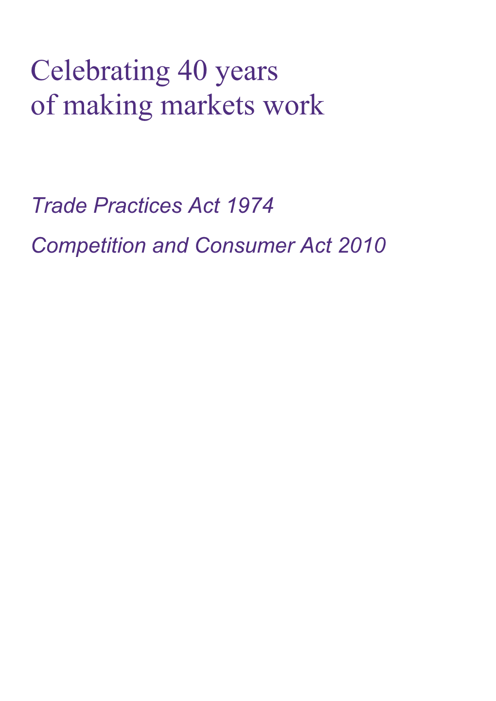 Competition and Consumer Act 2010