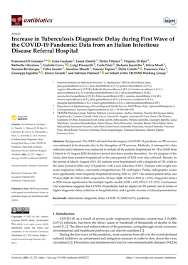 Increase in Tuberculosis Diagnostic Delay During First Wave of the COVID-19 Pandemic: Data from an Italian Infectious Disease Referral Hospital