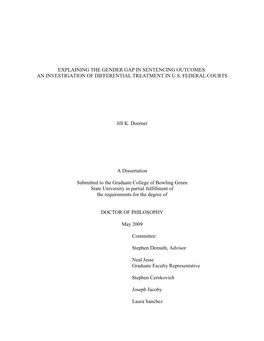 Explaining the Gender Gap in Sentencing Outcomes: an Investigation of Differential Treatment in U.S