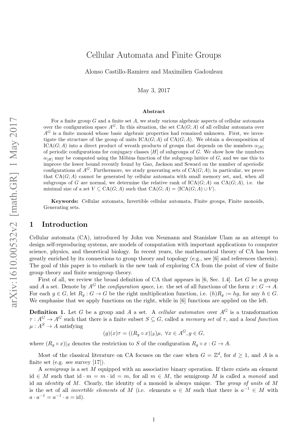 Cellular Automata and Finite Groups