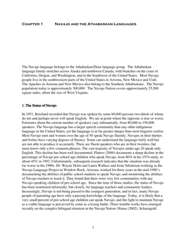 Chapter 1 Navajo and the Athabaskan Languages