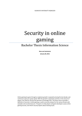 Security in Online Gaming Bachelor Thesis Information Science