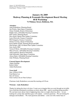 January 10, 2009 Medway Planning & Economic Development Board