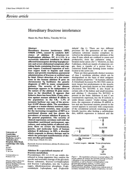 Review Article Hereditary Fructose Intolerance