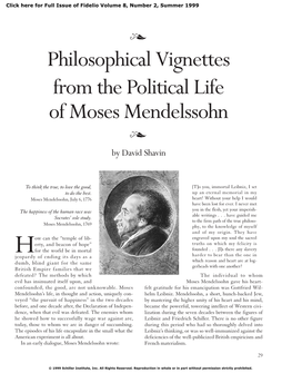 Philosophical Vignettes from the Political Life of Moses Mendelssohn