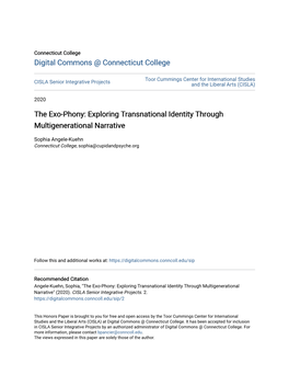 The Exo-Phony: Exploring Transnational Identity Through Multigenerational Narrative