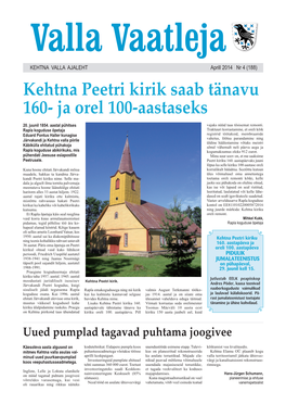 Kehtna Peetri Kirik Saab Tänavu 160- Ja Orel 100-Aastaseks