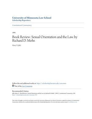 Sexual Orientation and the Law. by Richard D. Mohr. Harry V