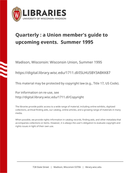 Quarterly : a Union Member's Guide to Upcoming Events