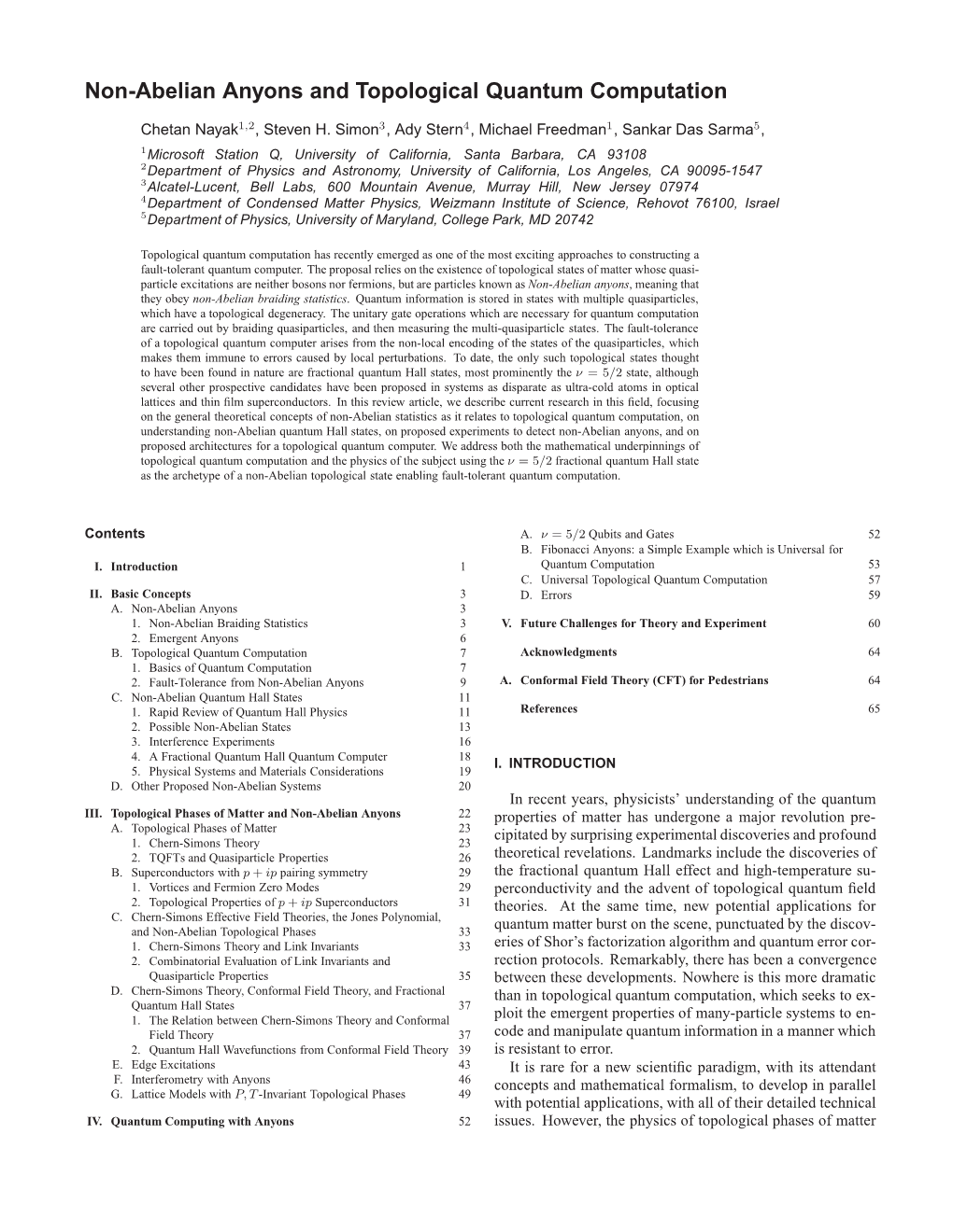 Non-Abelian Anyons and Topological Quantum Computation