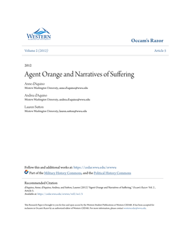 Agent Orange and Narratives of Suffering Anne D'aquino Western Washington University, Anne.D'aquino@Wwu.Edu