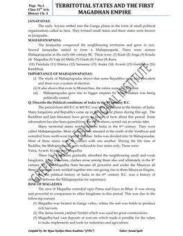 Territotial States and the First Magadhan Empire