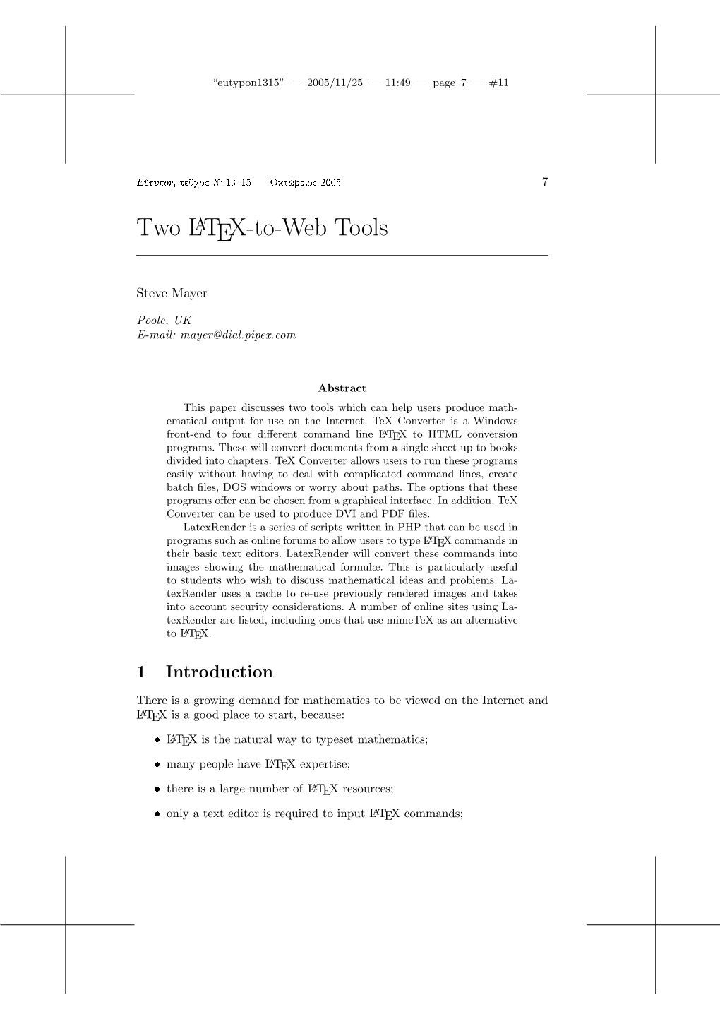 Two LATEX-To-Web Tools