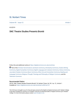 SNC Theatre Studies Presents Brontë