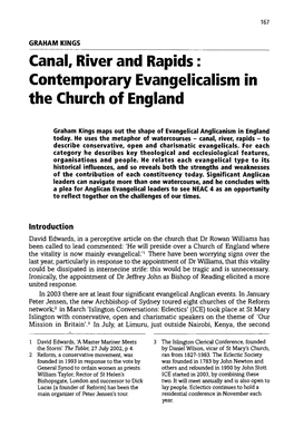 Canal, River and Rapids : Contemporary Evangelicalism in the Church of England