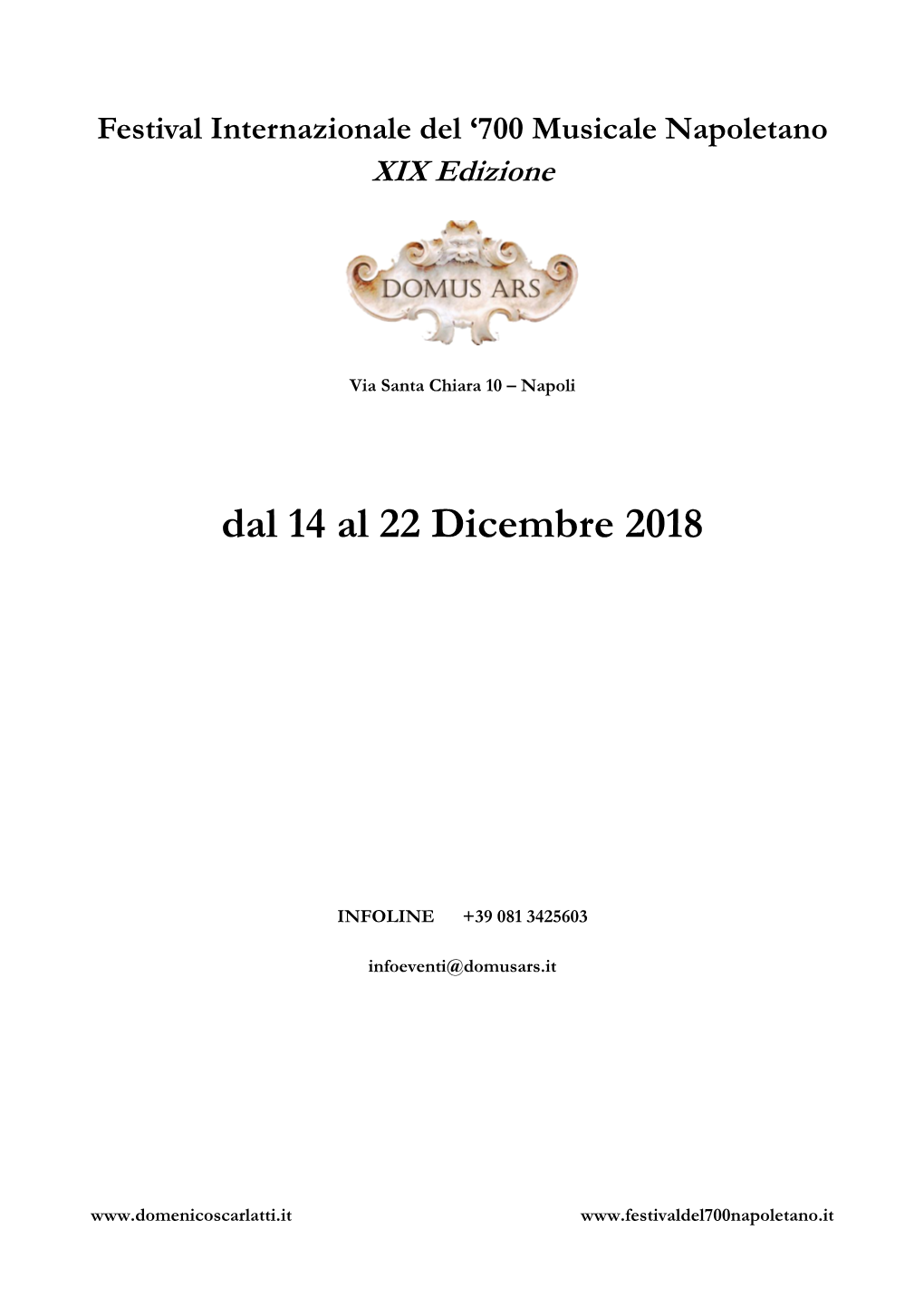 Programma Della XIX Edizione Del