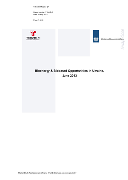 Bioenergy & Biobased Opportunities in Ukraine, June 2013