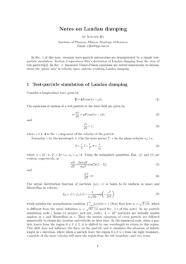 Notes on Landau Damping