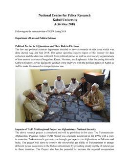 National Centre for Policy Research Kabul University Activities 2018