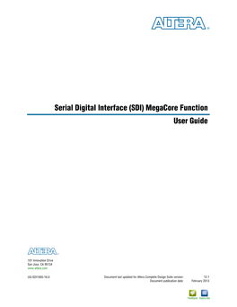 Serial Digital Interface (SDI) Megacore Function User Guide