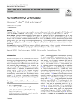 New Insights in RBM20 Cardiomyopathy