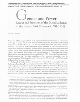 Ender and Power: Layout and Function of the Ducal Lodgings in the Palazzo Pitti, Florence (1587-1636)