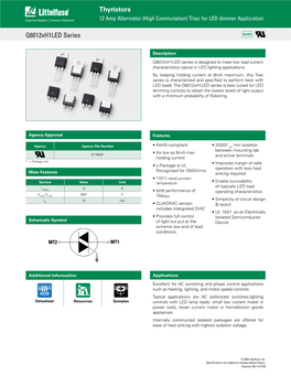 Thyristors Q6012xh1led Series