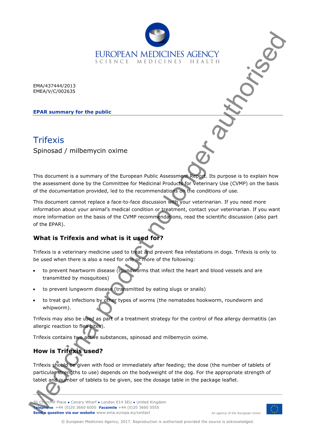 Trifexis, INN-Spinosad/Milbemycin Oxime