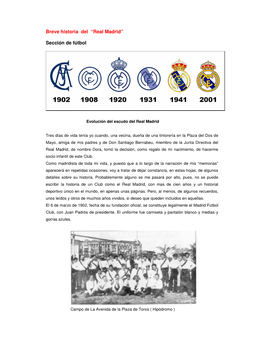 Breve Historia Del “Real Madrid” Sección De Fútbol