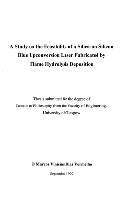 A Study on the Feasibility of a Silica-On-Silicon Blue Upconversion Laser Fabricated by Flame Hydrolysis Deposition