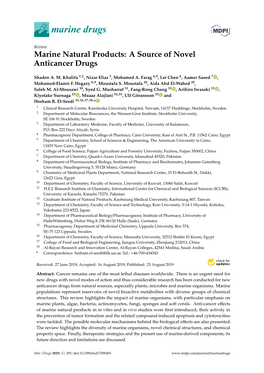 Marine Natural Products: a Source of Novel Anticancer Drugs