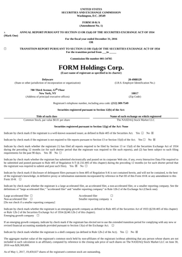 FORM Holdings Corp. (Exact Name of Registrant As Specified in Its Charter)